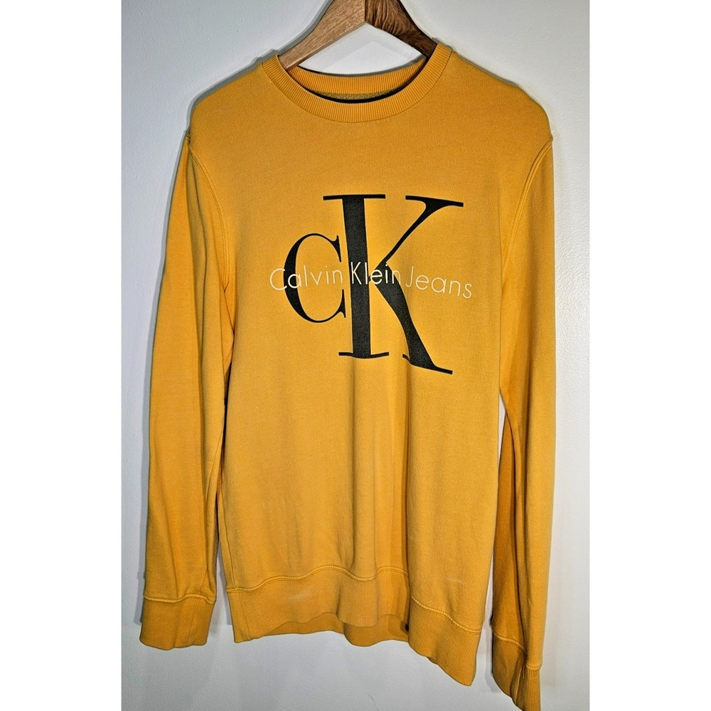 Calvin Klein Jeans Women's Size Small Pullover Yellow Sweatshirt
